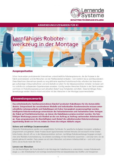 Anwendungsszenarien für KI: Lernfähiges Roboterwerkzeug in der Montage